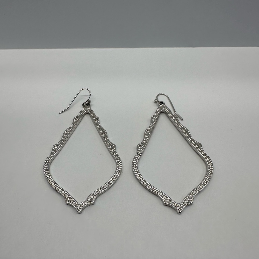 Kendra Scott Sophee Drop Earrings in Silver Hoops Tear Drop Marquise Triangle - Picture 6 of 9